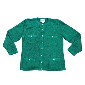Emerald Green Button-Up Cardigan